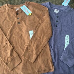 Cat & Jack Kids Long Sleeve Henley Shirts - Tan and Purple
